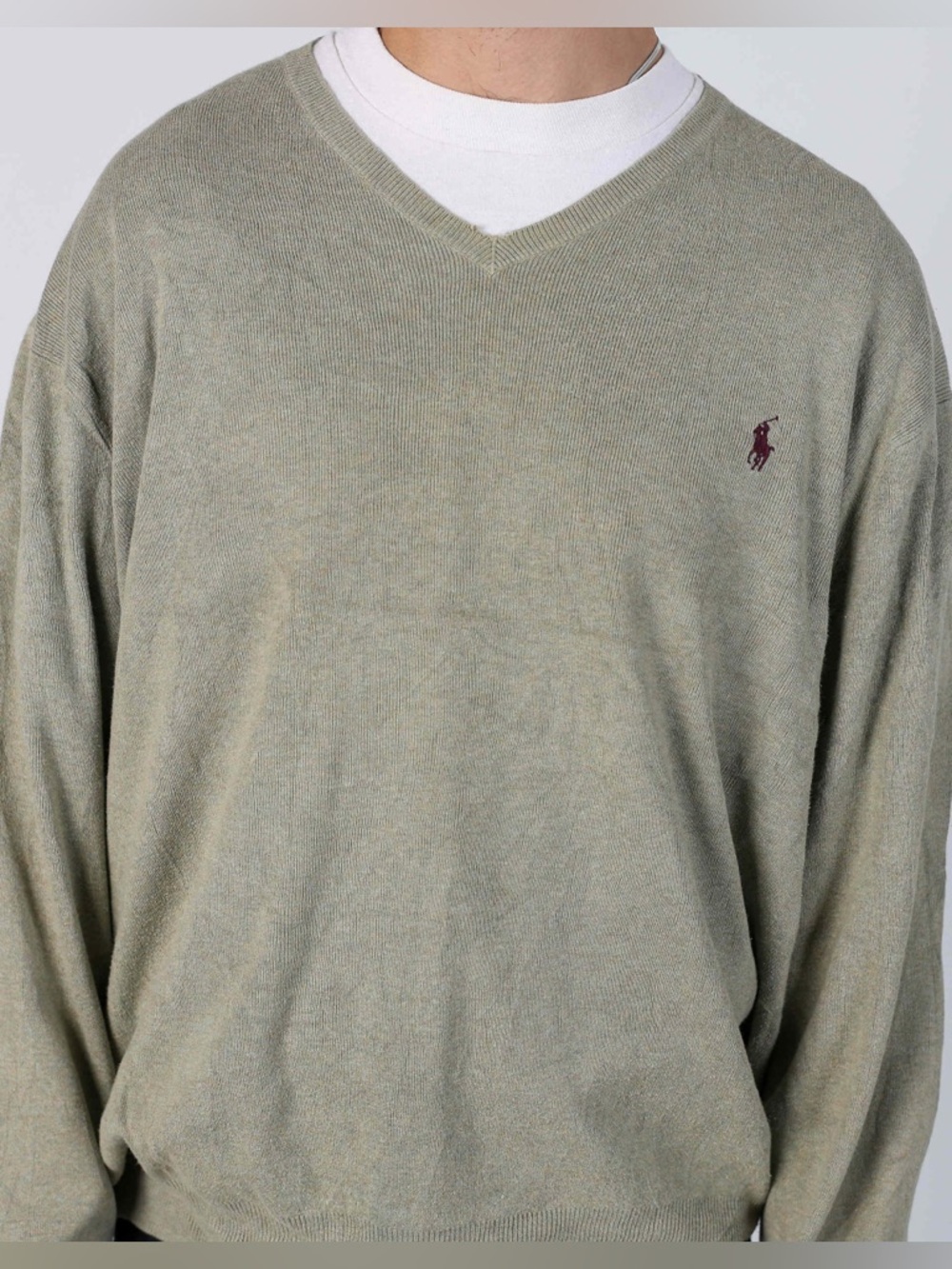 Polo Ralph Lauren Men's V-Neck Sweater in Sage Green Pima Cotton Size XL